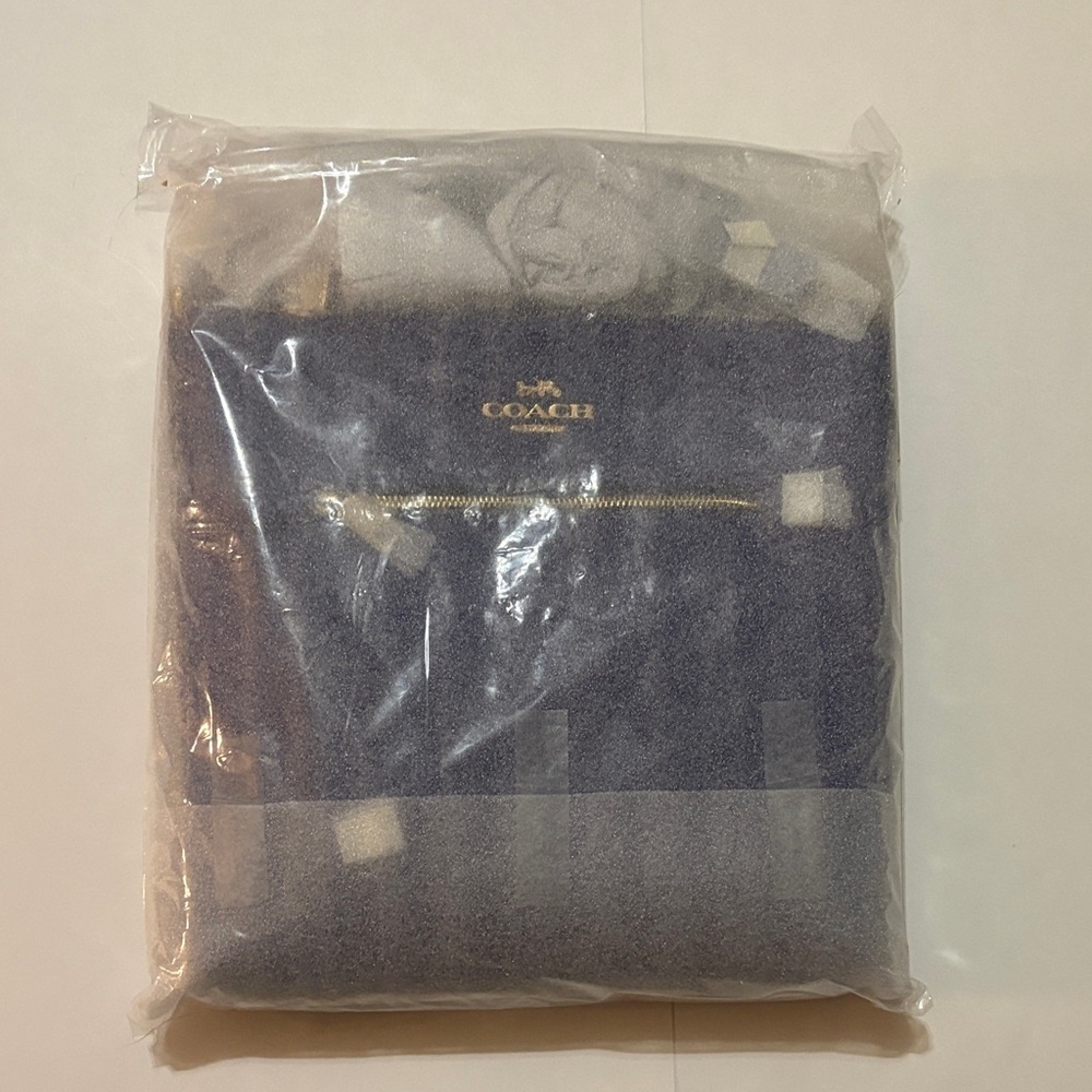 Coach Navy Blue Tote with Gold Accents